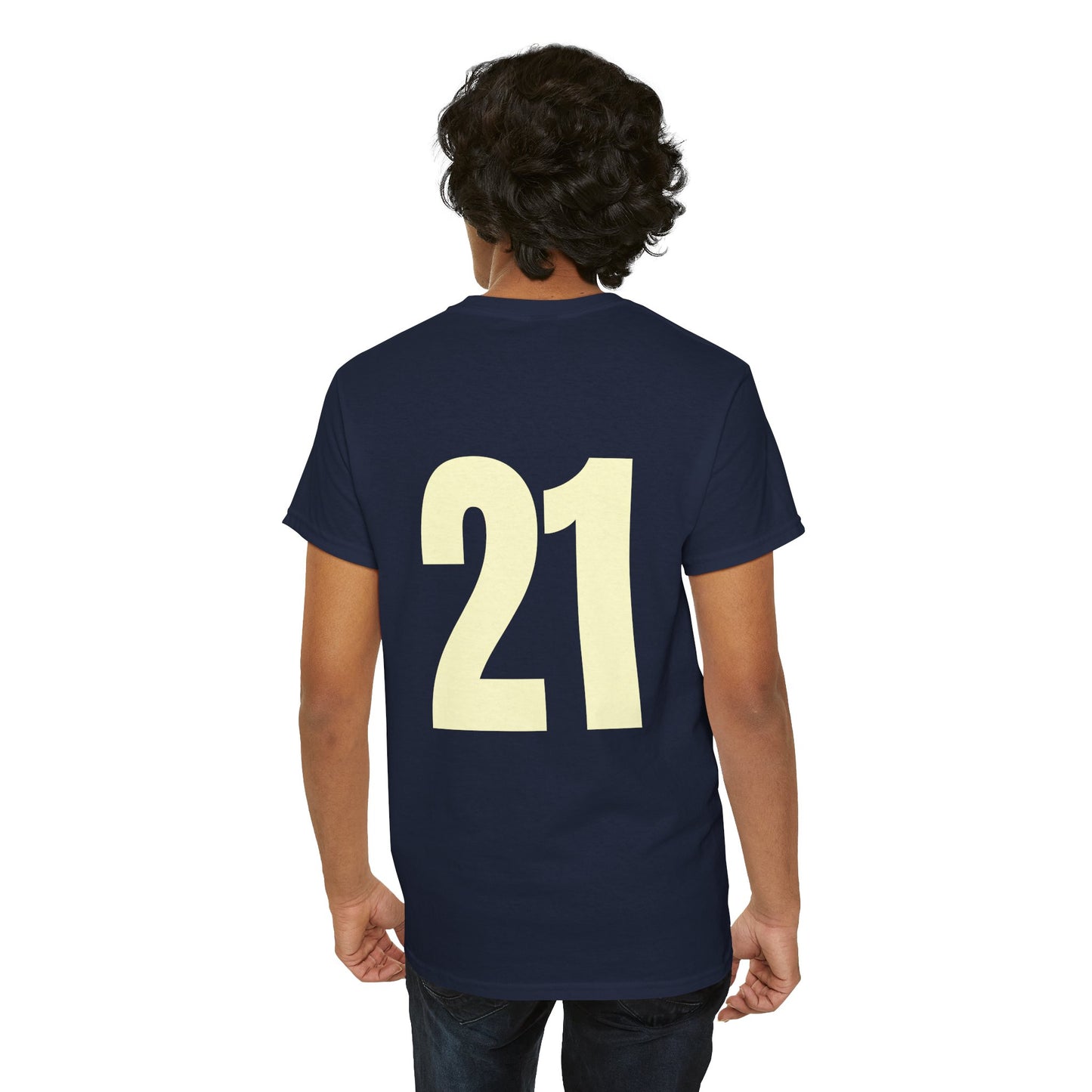 #21 Unisex Cotton Tee with Old English L Design and Custom Number - Men's Fashion Tee
