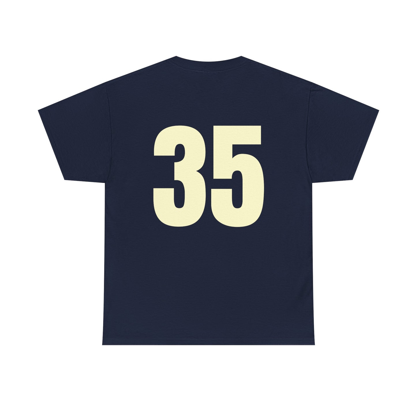 #35 Unisex Cotton Tee with Old English L Design and Custom Number - Men's Fashion Tee