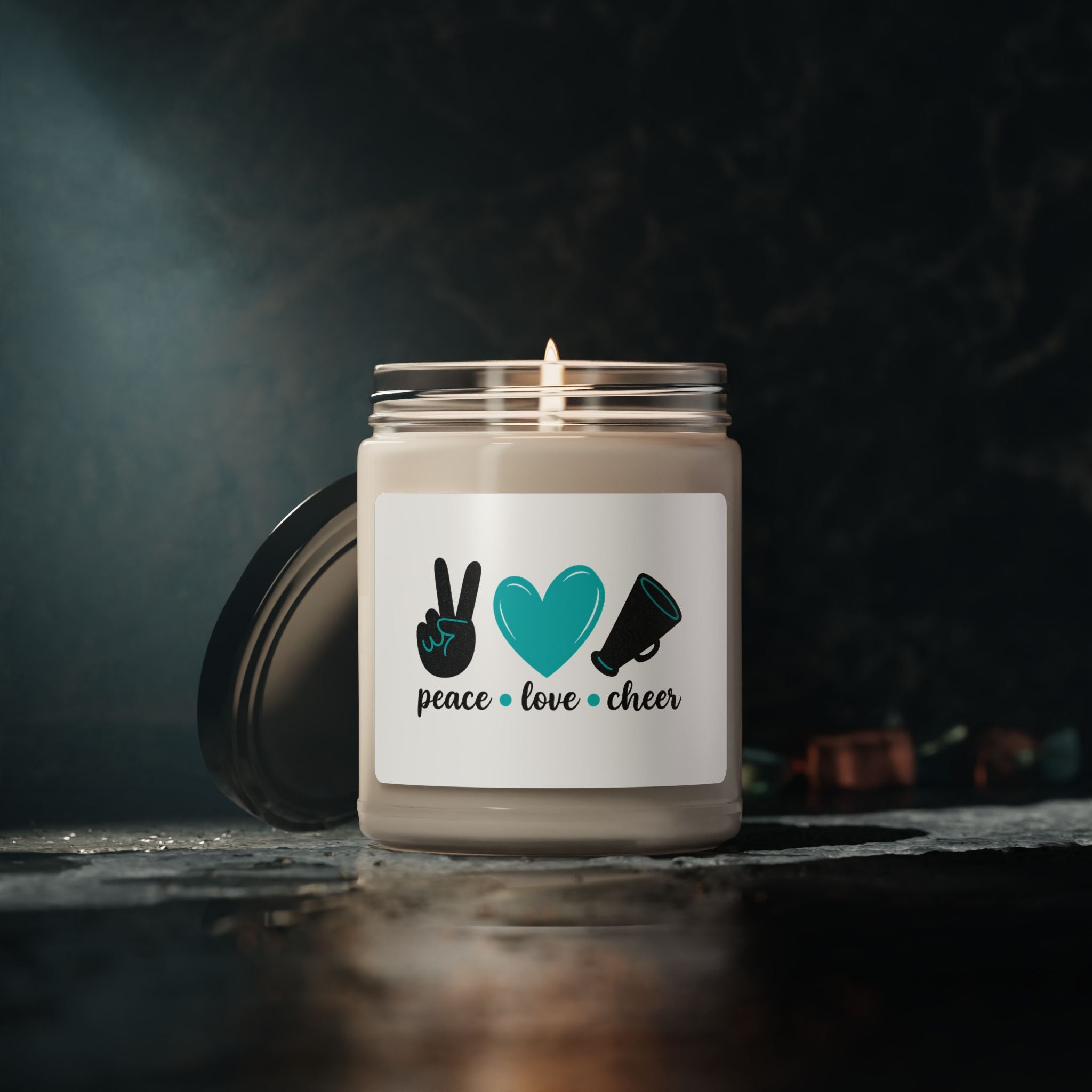 Peace Love Cheer Scented Soy Candle, Relaxing Aromatherapy, Gift for Friends, Home Decor, Birthday, or Celebration