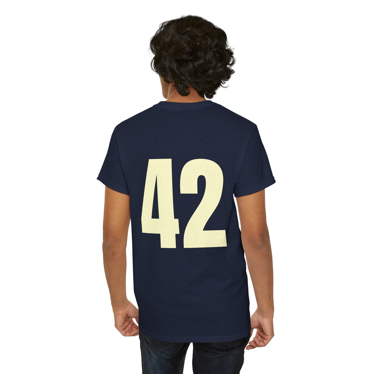 #42 Unisex Cotton Tee with Old English L Design and Custom Number - Men's Fashion Tee