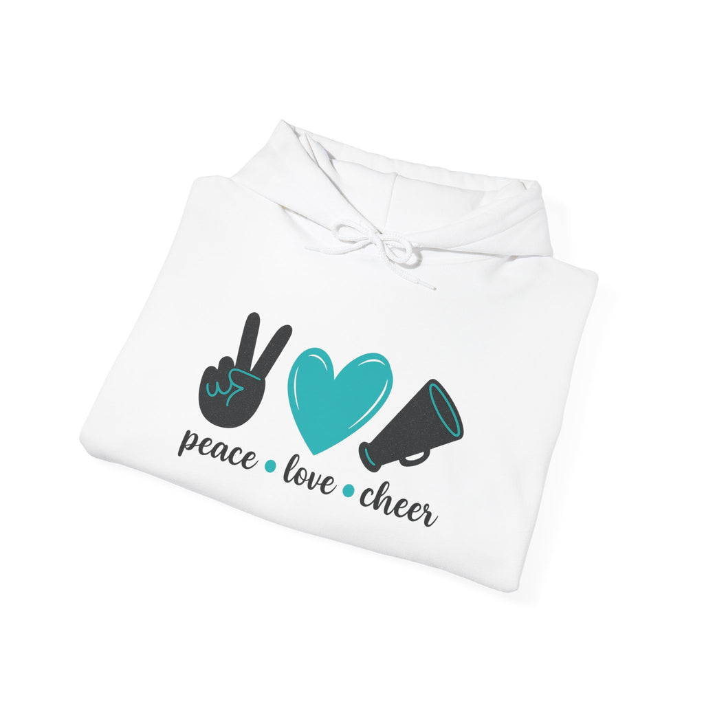 Peace Love Cheer Hoodie - Unisex Sweatshirt for Comfort and Style, Ideal Gift for Cheerleaders, Casual Wear, Birthday, and Holidays