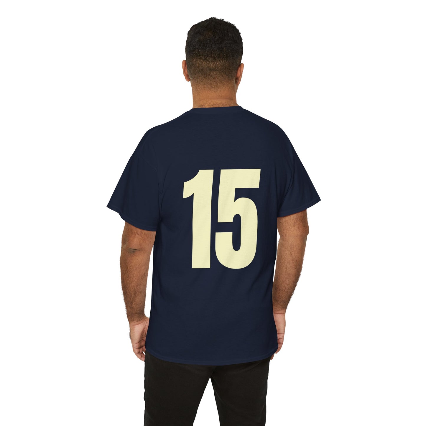 #15 Unisex Cotton Tee with Old English L Design and Custom Number - Men's Fashion Tee