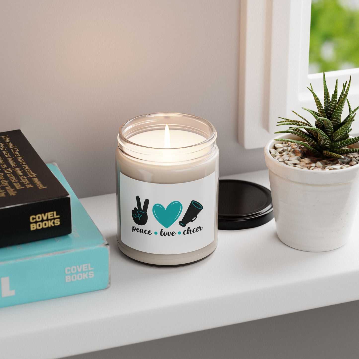 Peace Love Cheer Scented Soy Candle, Relaxing Aromatherapy, Gift for Friends, Home Decor, Birthday, or Celebration