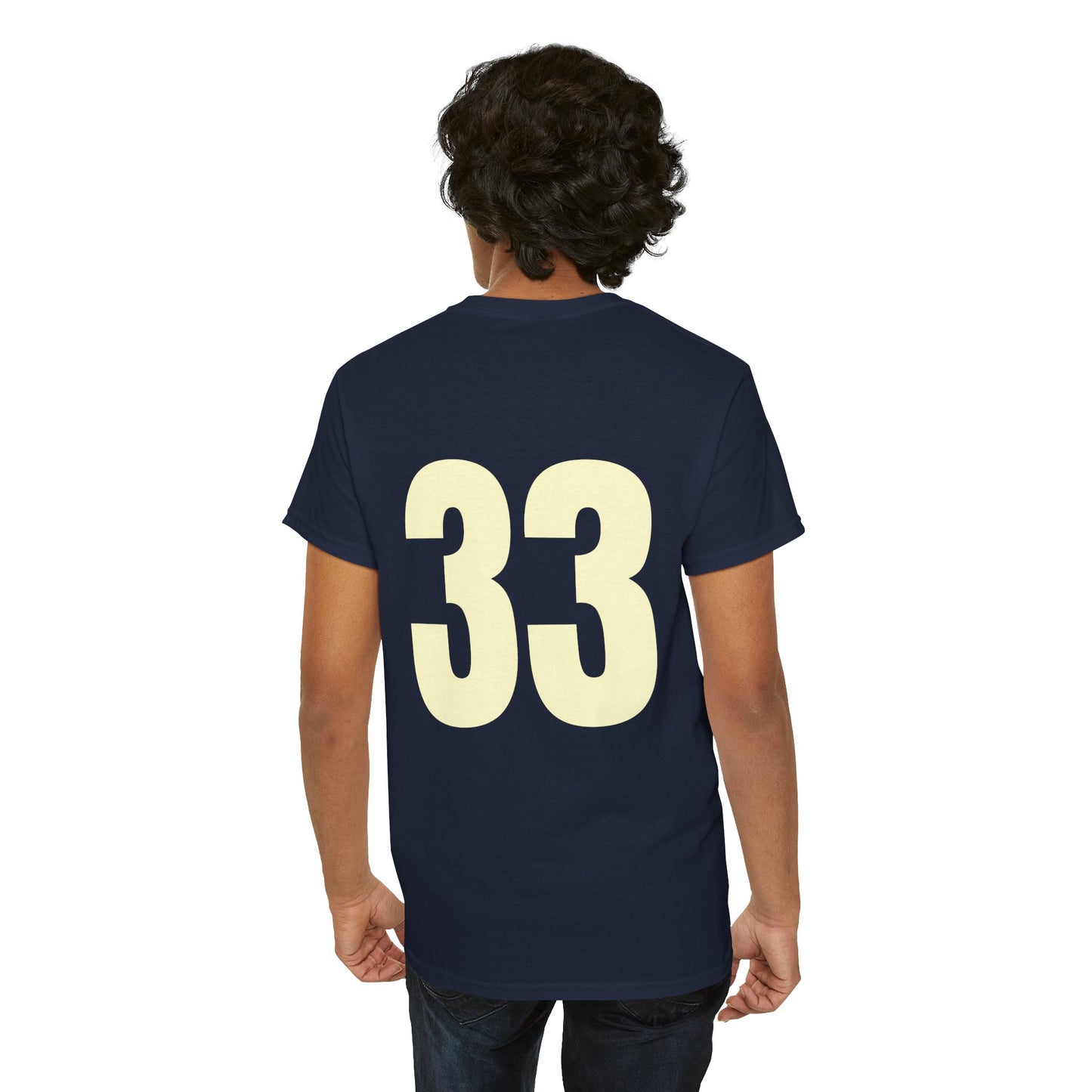 #33 Unisex Cotton Tee with Old English L Design and Custom Number - Men's Fashion Tee