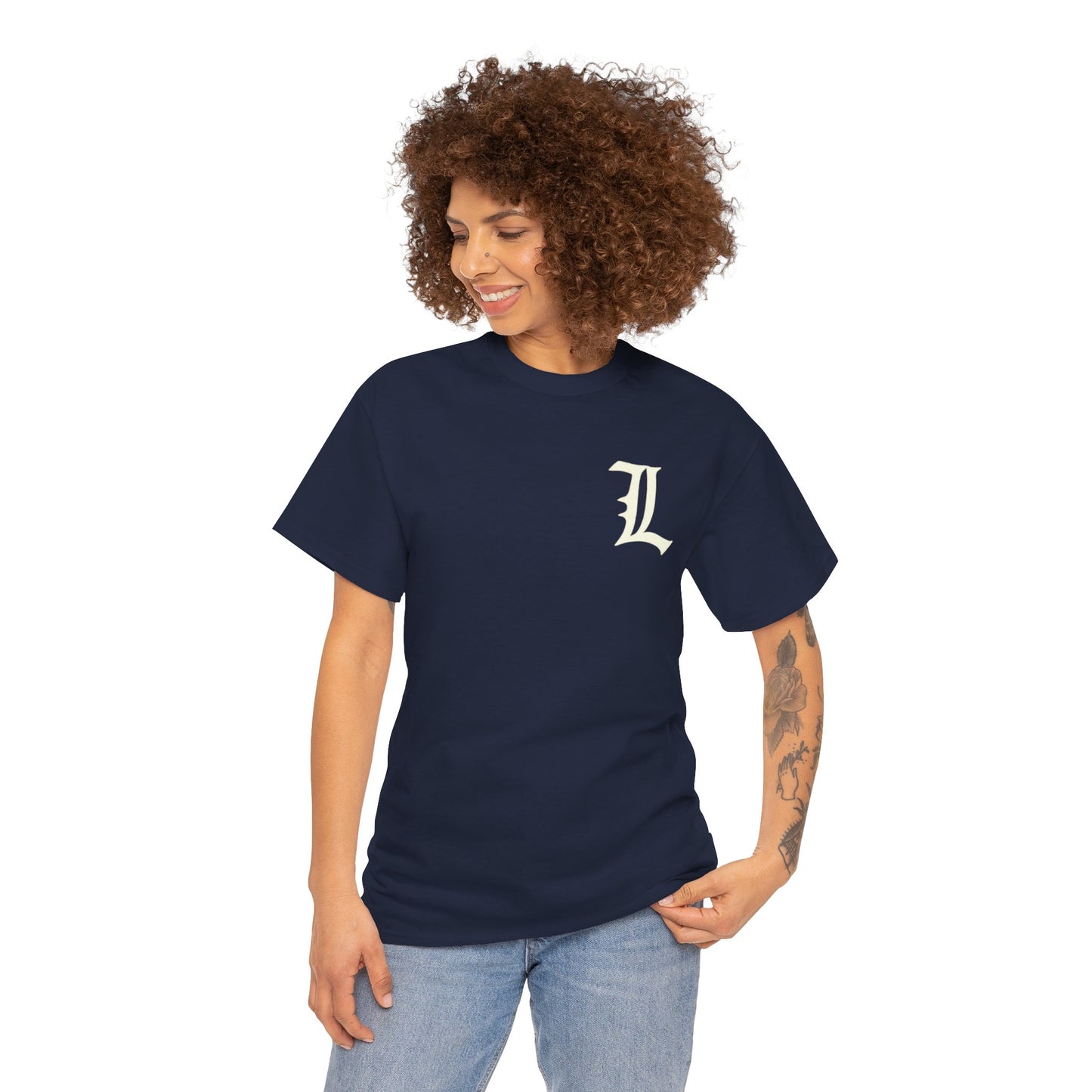 #1 Unisex Cotton Tee with Old English L Design and Custom Number - Men's Fashion Tee