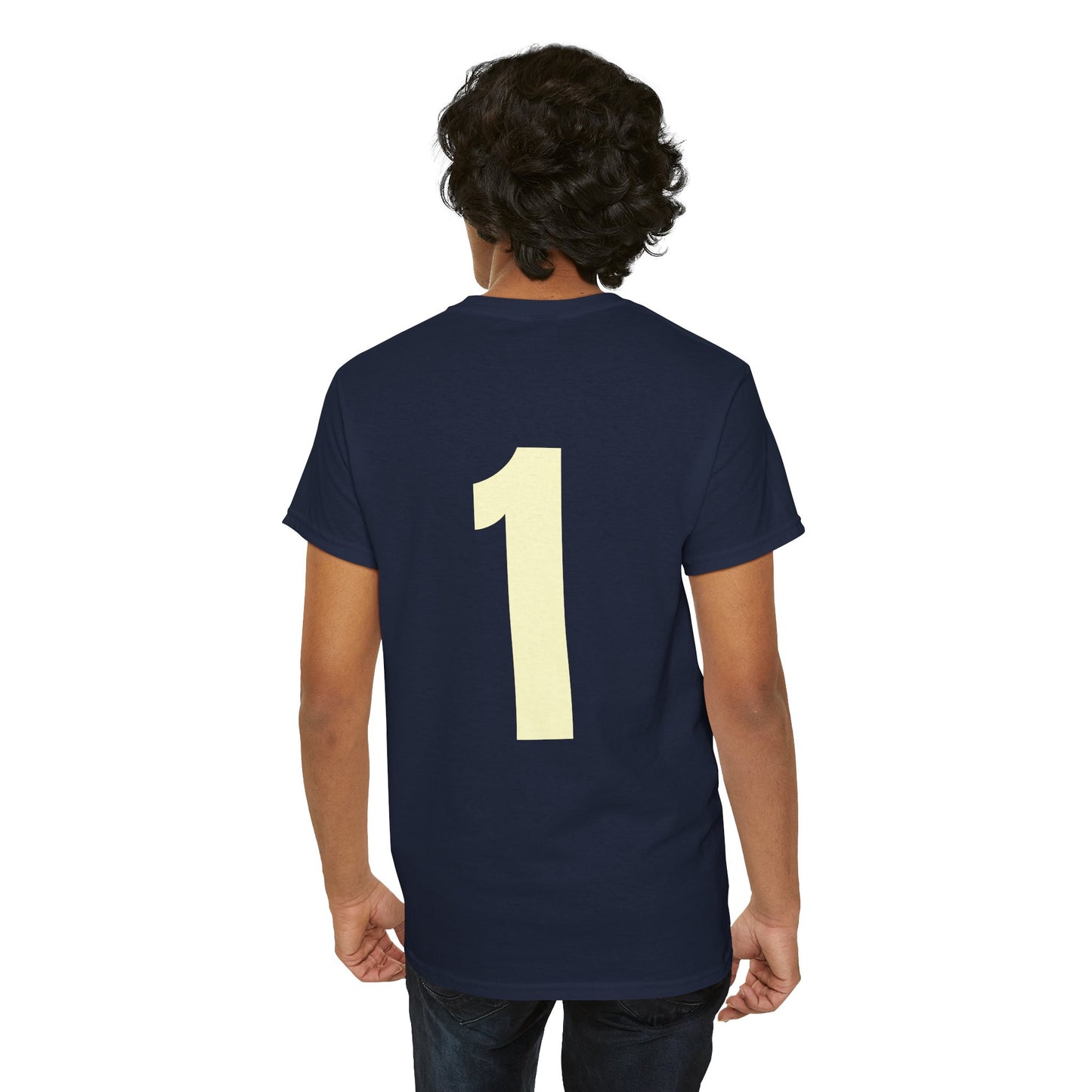 #1 Unisex Cotton Tee with Old English L Design and Custom Number - Men's Fashion Tee