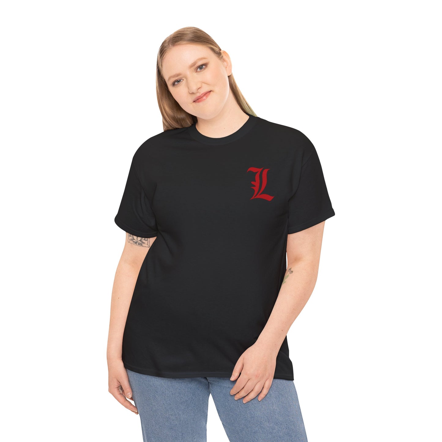 Black Legends Tee Shirt with Old English Letter L - Unisex Heavy Cotton T-Shirt, Graphic Tee, Vintage Style Top, Retro Shirt, Hip Hop