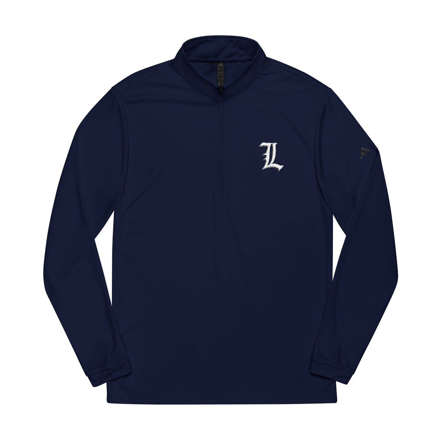 Quarter-Zip Pullover, Embroidered Old English L Design, Adidas Pullover, Athleisure Wear, Sporty Sweatshirt, Streetwear Top