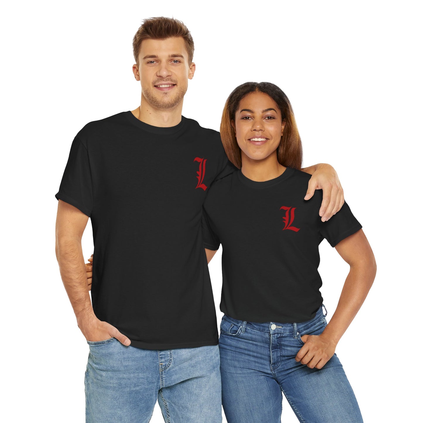 Black Legends Tee Shirt with Old English Letter L - Unisex Heavy Cotton T-Shirt, Graphic Tee, Vintage Style Top, Retro Shirt, Hip Hop