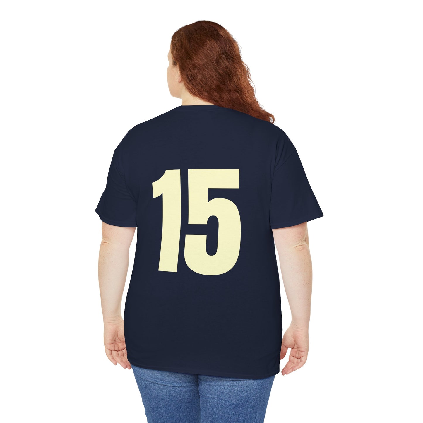 #15 Unisex Cotton Tee with Old English L Design and Custom Number - Men's Fashion Tee