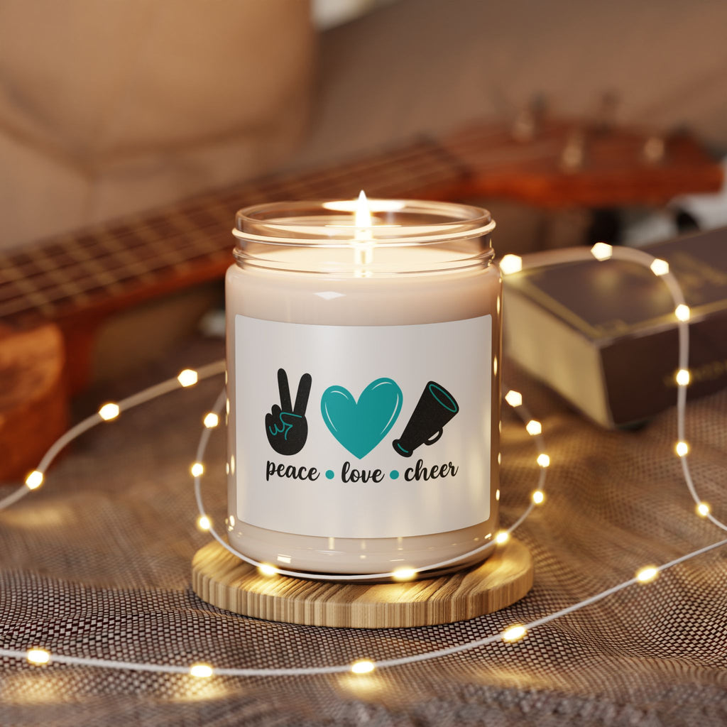 Peace Love Cheer Scented Soy Candle, Relaxing Aromatherapy, Gift for Friends, Home Decor, Birthday, or Celebration