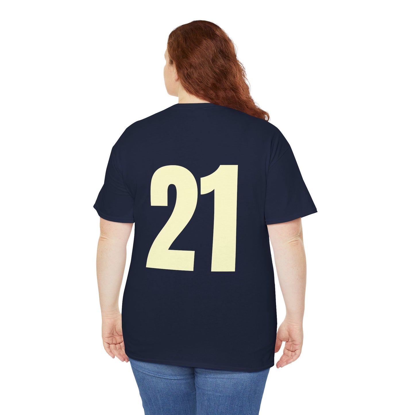 #21 Unisex Cotton Tee with Old English L Design and Custom Number - Men's Fashion Tee