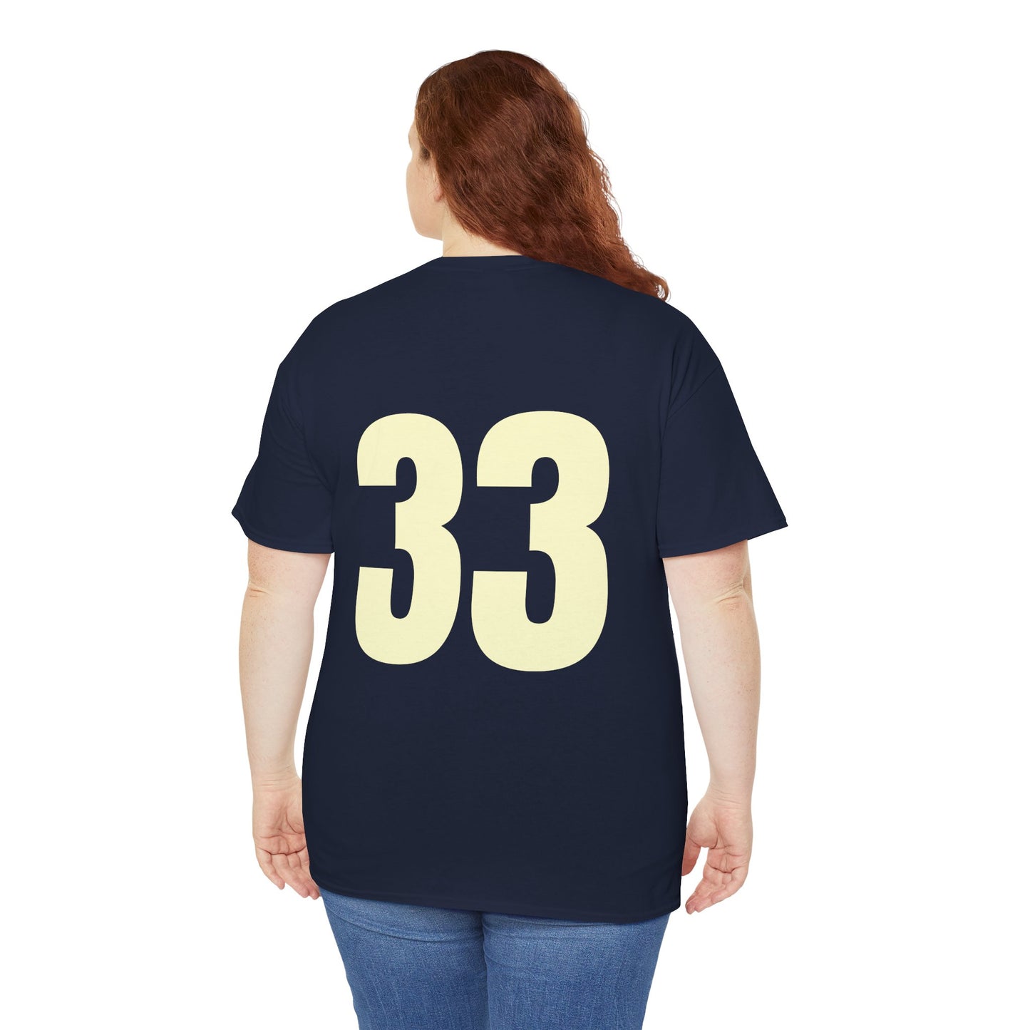 #33 Unisex Cotton Tee with Old English L Design and Custom Number - Men's Fashion Tee