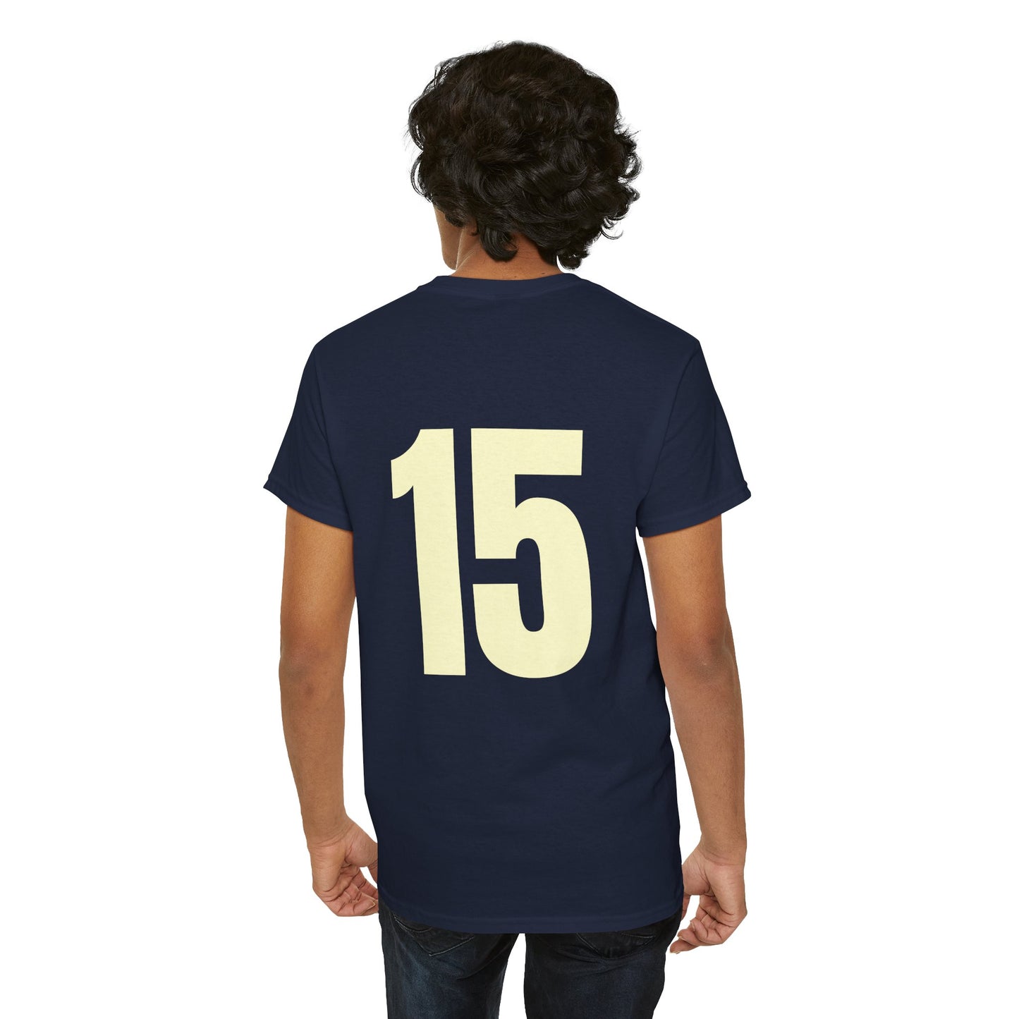 #15 Unisex Cotton Tee with Old English L Design and Custom Number - Men's Fashion Tee