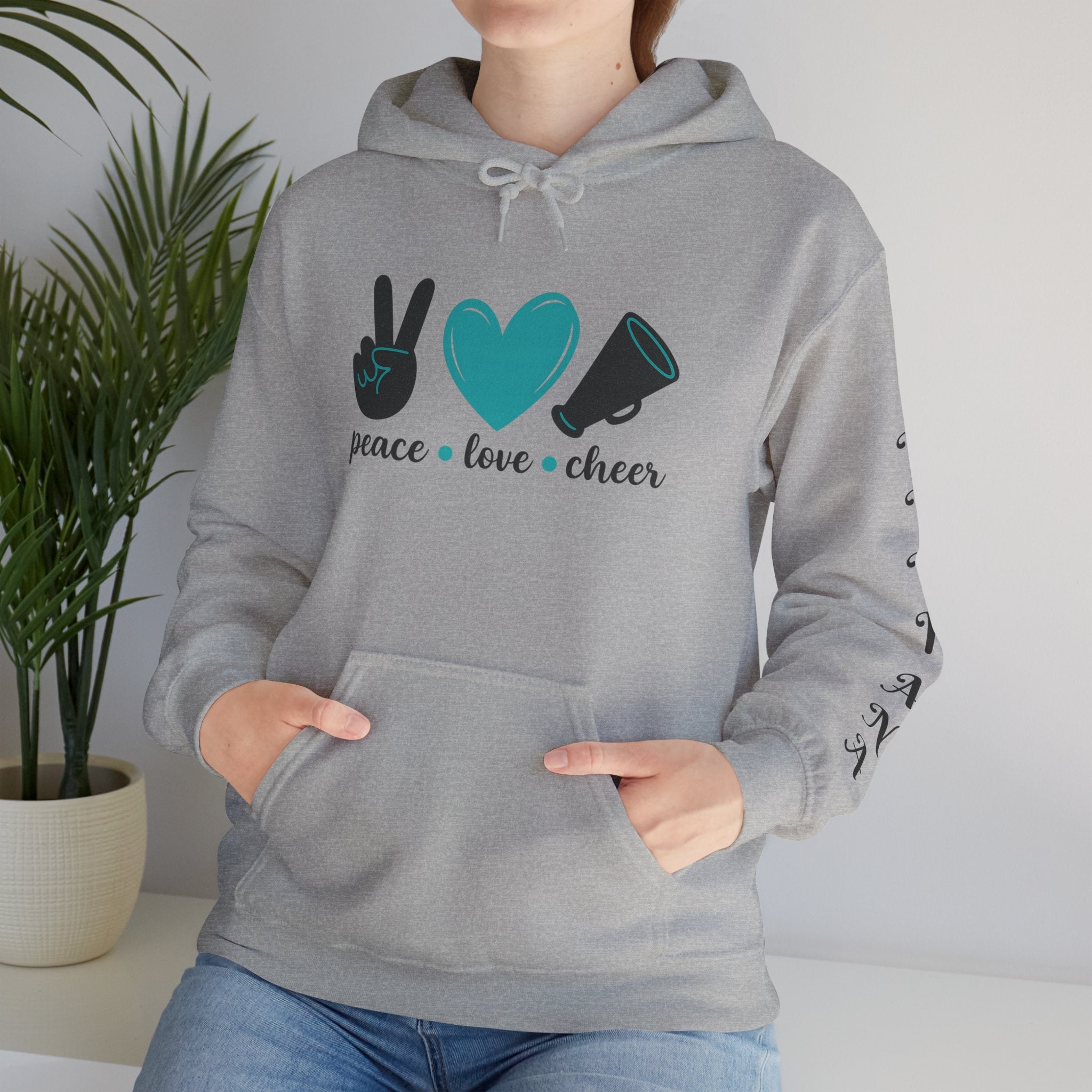 Peace Love Cheer Hoodie - Unisex Sweatshirt for Comfort and Style, Ideal Gift for Cheerleaders, Casual Wear, Birthday, and Holidays