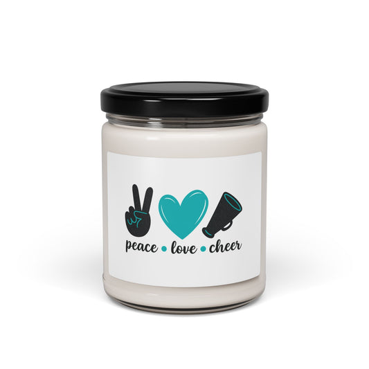 Peace Love Cheer Scented Soy Candle, Relaxing Aromatherapy, Gift for Friends, Home Decor, Birthday, or Celebration