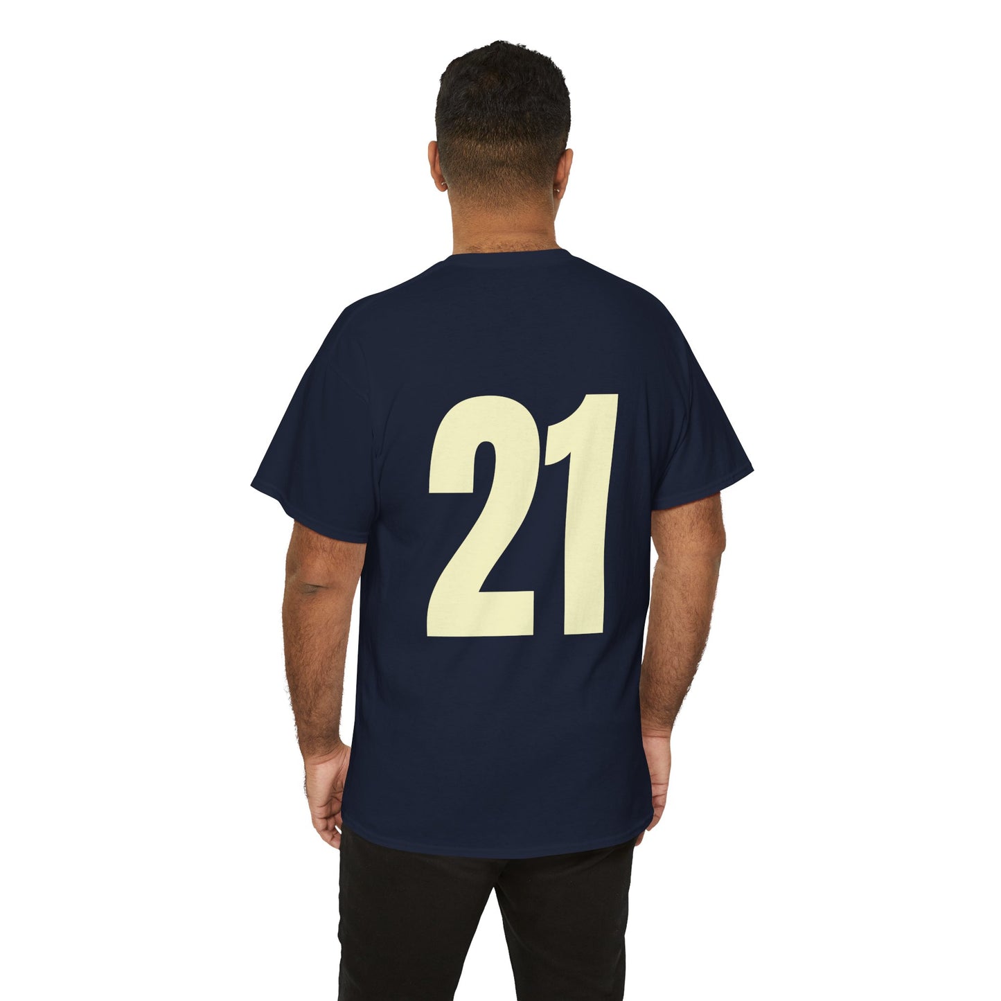 #21 Unisex Cotton Tee with Old English L Design and Custom Number - Men's Fashion Tee