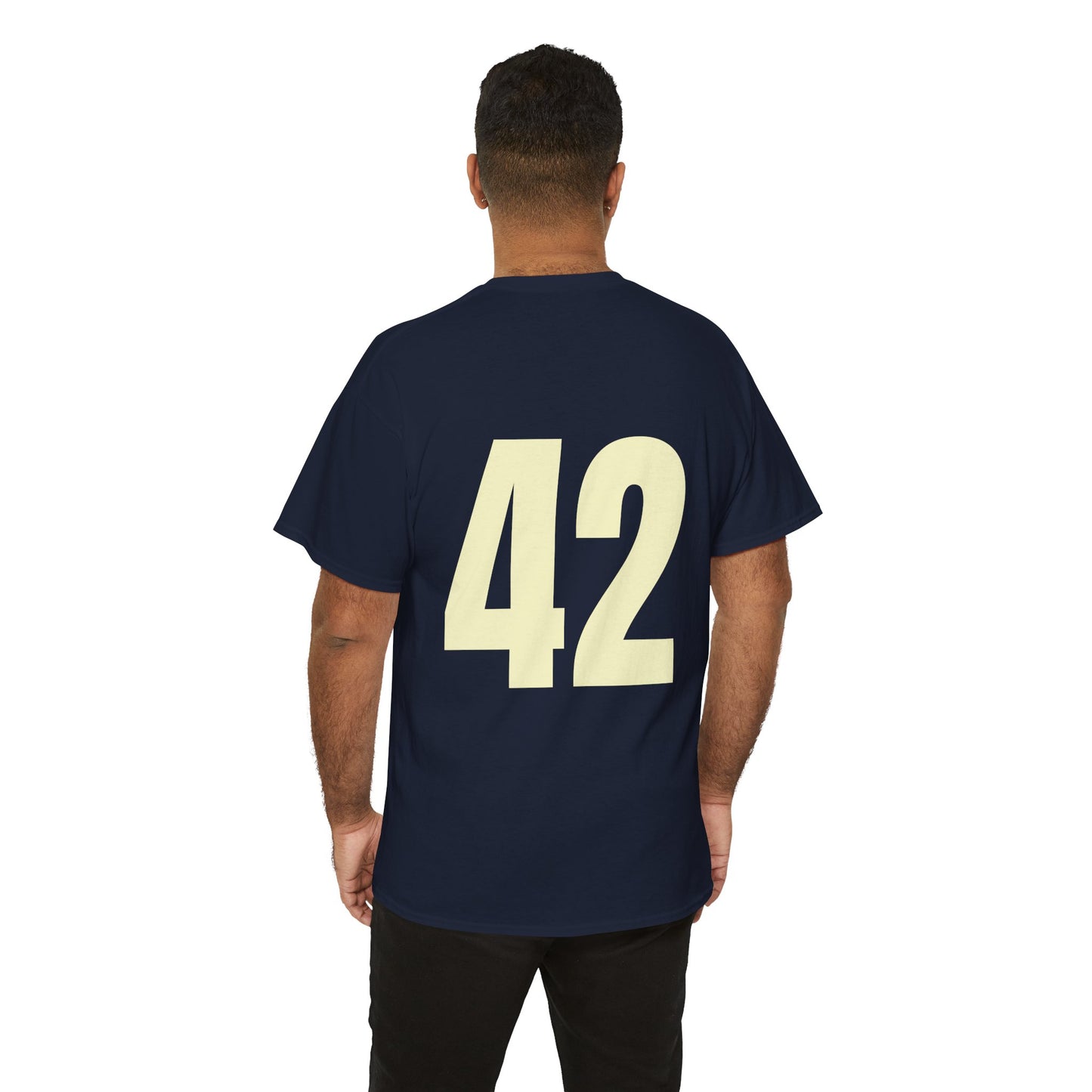 #42 Unisex Cotton Tee with Old English L Design and Custom Number - Men's Fashion Tee