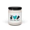 Peace Love Cheer Scented Soy Candle, Relaxing Aromatherapy, Gift for Friends, Home Decor, Birthday, or Celebration